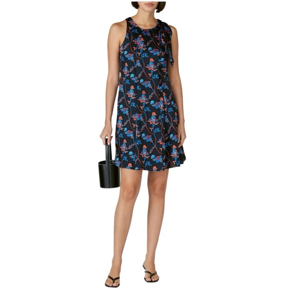 Thakoon Collective Floral Print Sleeveless A-Line  Shift Dress - Black - Size 6 - Picture 3 of 12